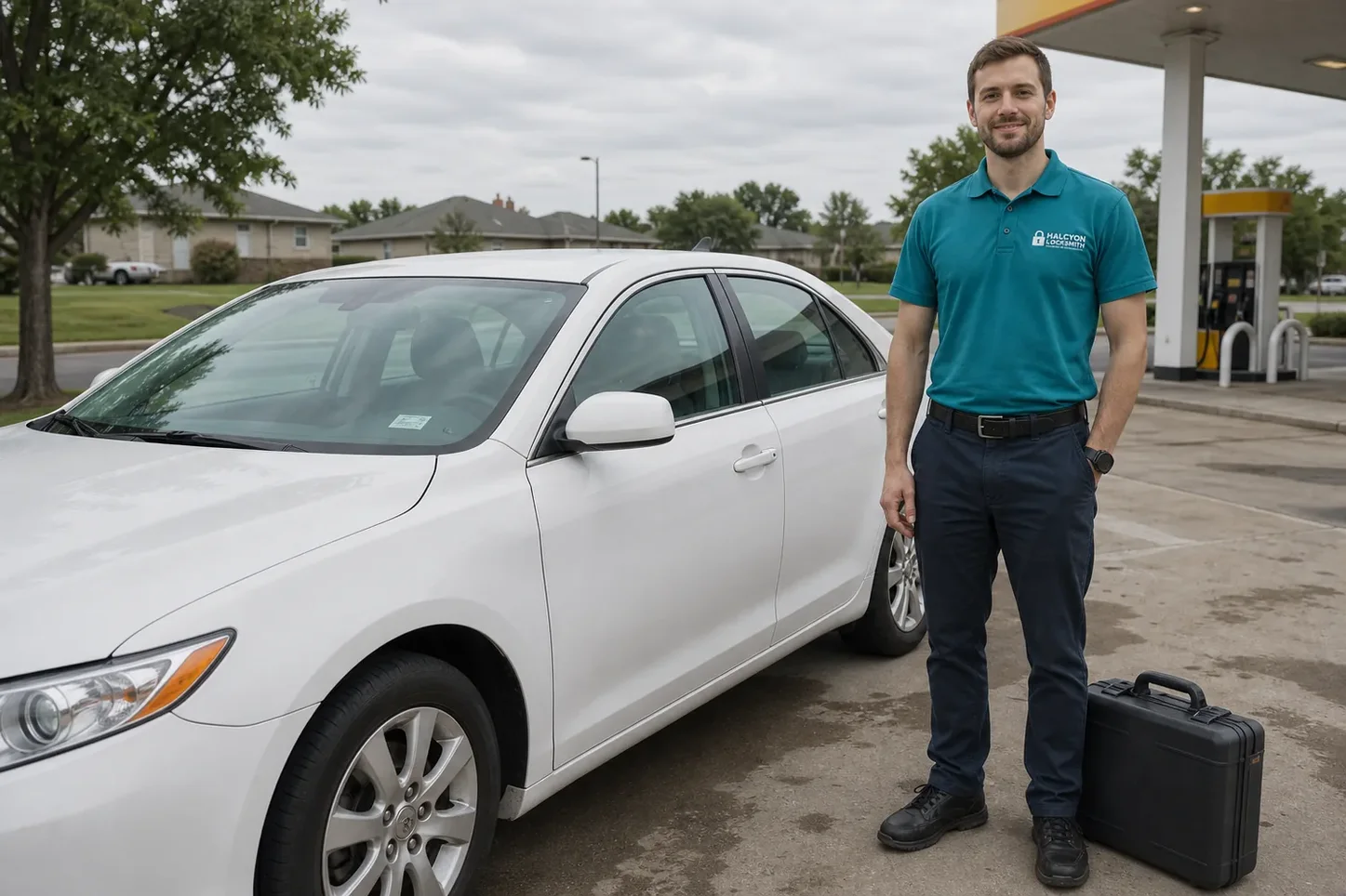 Locksmith opening a locked car door in Rowlett, TX